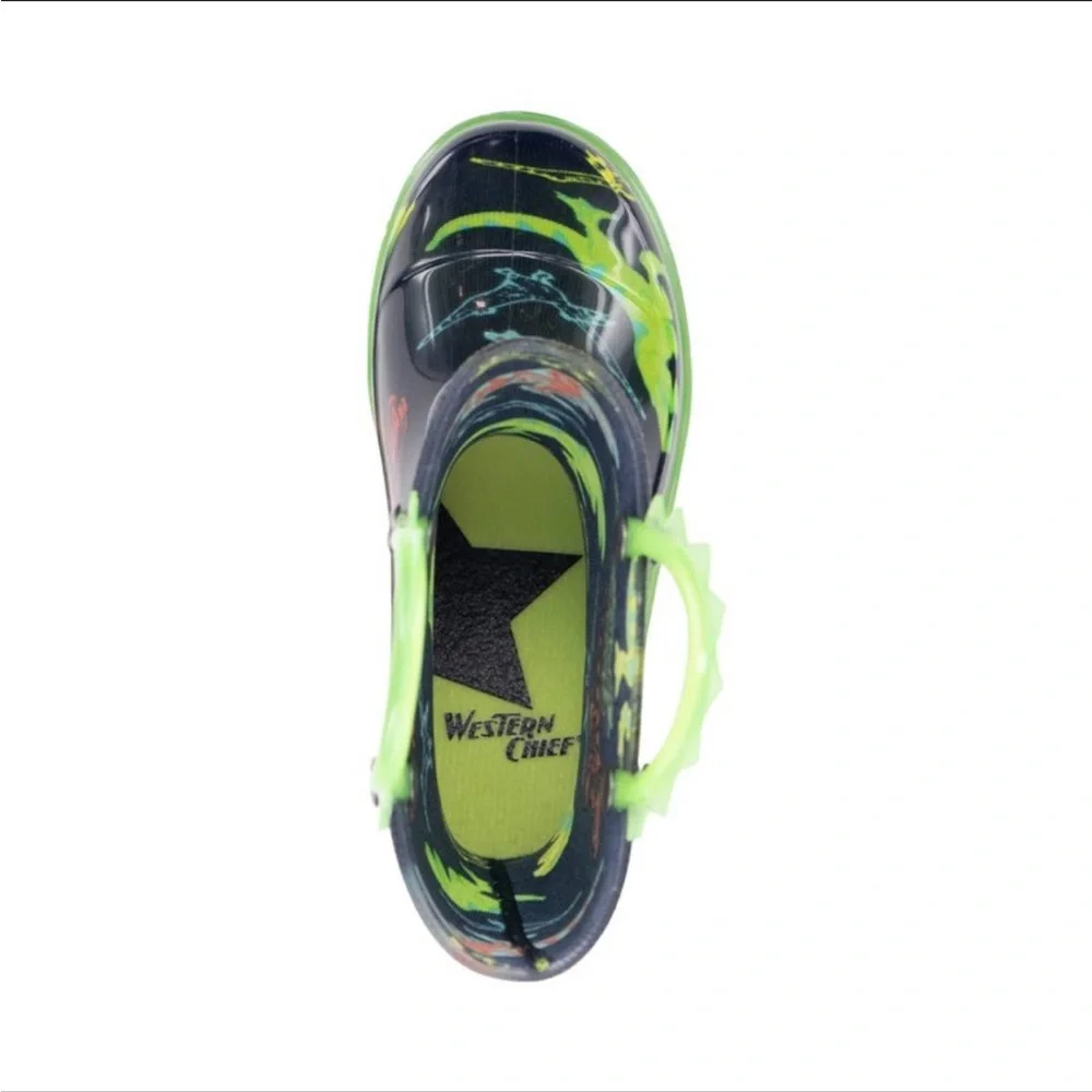 NWT New Puzzlepairs Target Kids' Dinosaur Lighted Rain Boots 12